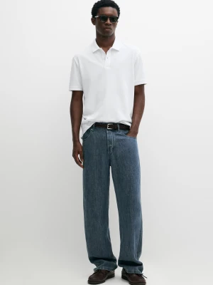 Bawełniana Koszulka Polo Z Piki O Drobnej Fakturze - Biały - Massimo Dutti - Male