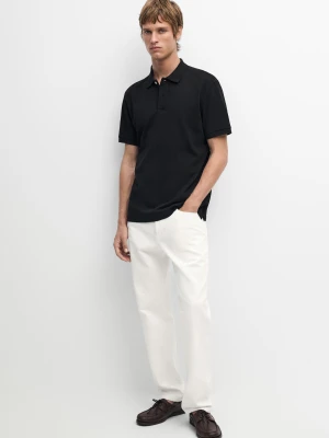 Bawełniana Koszulka Polo Z Piki O Drobnej Fakturze - Czarny - - Massimo Dutti - Mężczyzna
