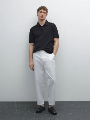 Bawełniana Koszulka Polo Z Piki O Drobnej Fakturze - Granatowy - - Massimo Dutti - Mężczyzna