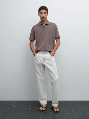 Bawełniana Koszulka Polo Z Piki O Drobnej Fakturze - Lawendowy - - Massimo Dutti - Mężczyzna