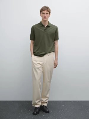 Bawełniana Koszulka Polo Z Piki O Drobnej Fakturze - Mech - - Massimo Dutti - Mężczyzna