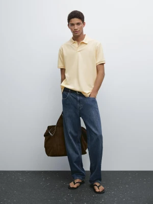 Bawełniana Koszulka Polo Z Piki O Drobnej Fakturze - Waniliowy - - Massimo Dutti - Mężczyzna