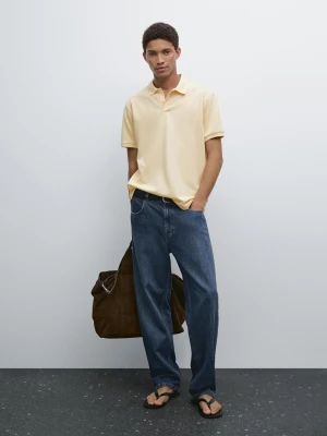 Bawełniana Koszulka Polo Z Piki O Drobnej Fakturze - Waniliowy - - Massimo Dutti - Mężczyzna