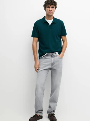 Bawełniana Koszulka Polo Z Piki O Drobnej Fakturze - Zielono-Niebieski - - Massimo Dutti - Mężczyzna