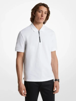 Bawełniana koszulka polo z zamkiem 1 / 2 Michael Kors BIAŁY (Biały)