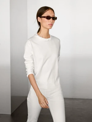 Bawełniana Koszulka Z Długim Rękawem - Surowy - - Massimo Dutti - Kobieta