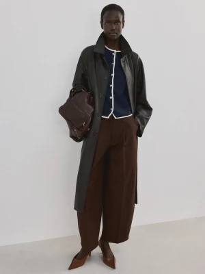 Bawełniana koszulka z guzikami ciemnogranatowy - Kobieta - - MANGO