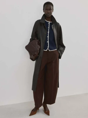 Bawełniana koszulka z guzikami ciemnogranatowy - Kobieta - - MANGO