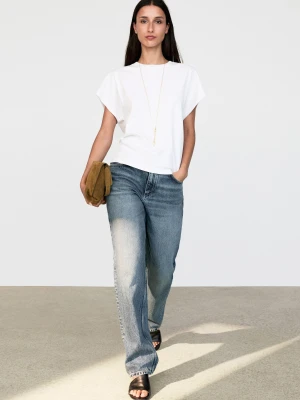 Bawełniana Koszulka Z Krótkim Rękawem - Biały - Massimo Dutti - Female