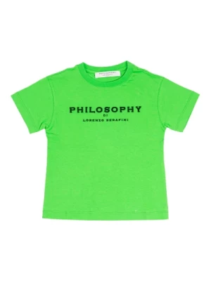 Bawełniana koszulka z krótkim rękawem i kontrastowym logo Philosophy di Lorenzo Serafini