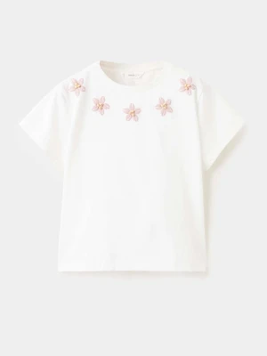 Bawełniana koszulka z muszelkami złamana biel - Dzieci - lata - MANGO KIDS