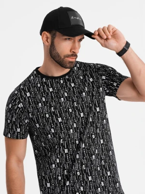 Zdjęcie produktu Bawełniana koszulka z nadrukiem i okrągłym dekoltem – czarna V2 - Rozmiar: S Ombre Clothing