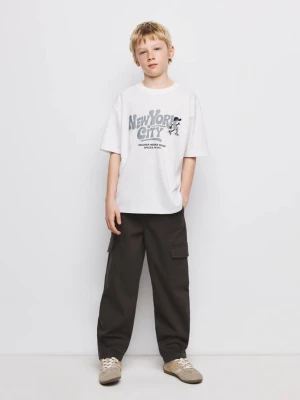 Zdjęcie produktu Bawełniana koszulka z napisem biały - Dzieci - lata - MANGO KIDS