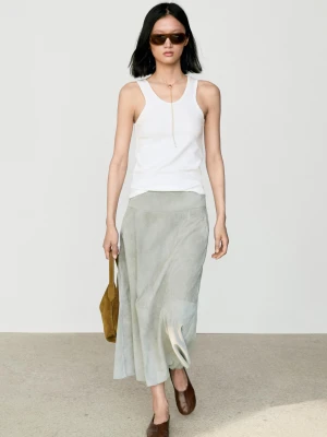 Bawełniana Koszulka Z Okrągłym Dekoltem - Biały - Massimo Dutti - Female