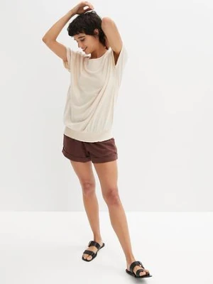 Bawełniana koszulka z przędzy mieszankowej z marszczeniem w talii bonprix