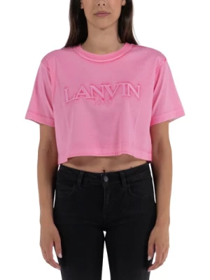Bawełniana koszulka zadrukiem w wersji cropped Lanvin