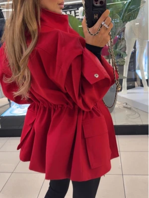 Bawełniana kurtka-kamizelka oversize 2w1 CORDA - czerwona  magmac 