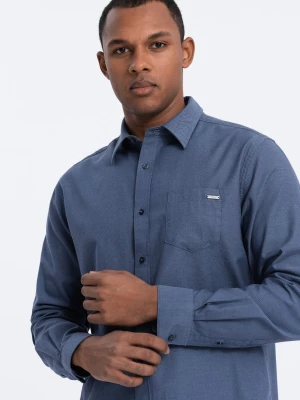 Bawełniana męska koszula z kieszenią REGULAR FIT - niebieska V3 OM-SHCS-0147
 -                                    L