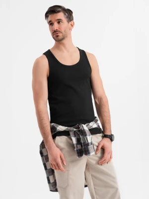 Zdjęcie produktu Bawełniana męska koszulka basic na ramiączkach – czarna V3 - Rozmiar: XL Ombre Clothing