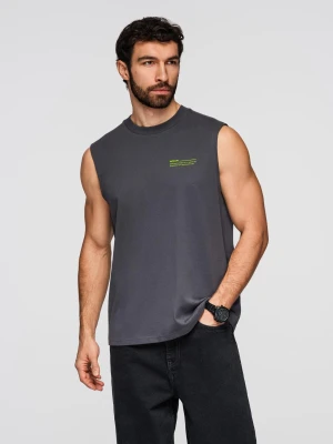 Bawełniana męska koszulka bez rękawów TANK TOP - grafitowa V2 - Rozmiar: M Ombre Clothing grafitowy