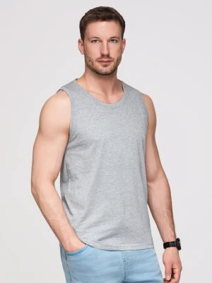 Bawełniana męska koszulka tank top BASIC – szary melanż V2 - Rozmiar: M Ombre Clothing
