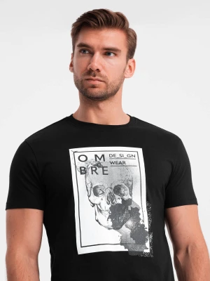 Zdjęcie produktu Bawełniana męska koszulka z czaszką – czarna V1 Ombre Clothing