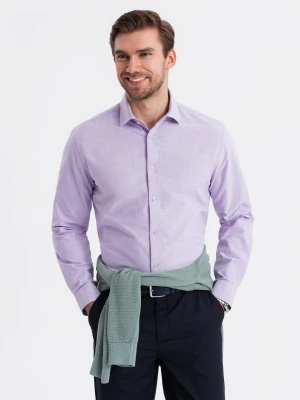 Bawełniana męska pastelowa koszula typu oxford – lawendowa V2 OM-SHOS-0183
 -                                    S Ombre