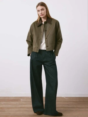 Bawełniana parka z kontrastowym kołnierzem khaki - Kobieta - - MANGO