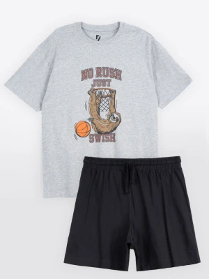 Bawełniana piżama z autorską grafiką z przodu Reporter