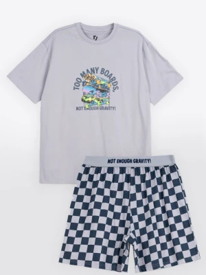 Bawełniana piżama z autorską grafiką z przodu Reporter