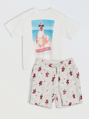 Bawełniana piżama z kolorową grafiką Reporter