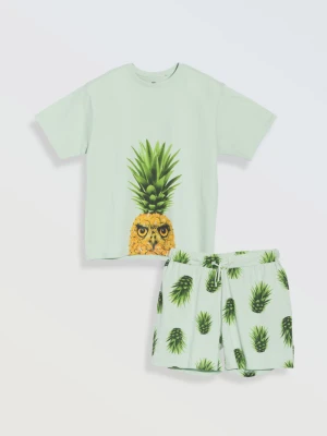 Bawełniana piżama z kolorową grafiką Reporter