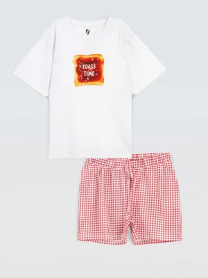 Bawełniana piżama z kolorową grafiką Reporter