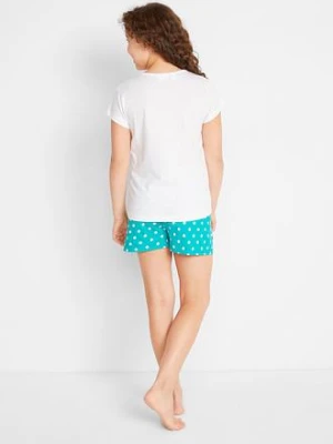 Bawełniana piżama z krótkimi spodniami i krótkimi rękawami (4 części) bonprix