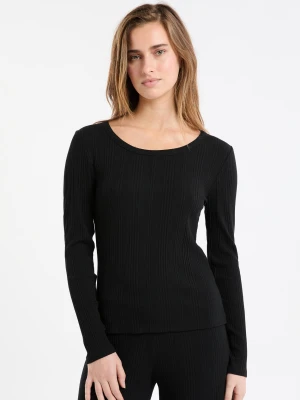 Bawełniana prążkowana koszulka z długim rękawem Etam