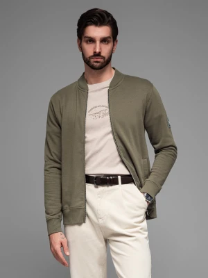 Bawełniana rozpinana bluza męska dresowa bomberka – khaki V1 OM-SSZP-0215
 -                                    S Ombre