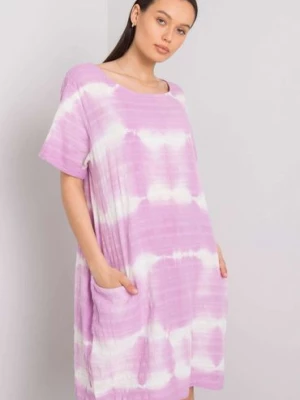 Bawełniana sukienka damska z kieszeniami - różowa Italy Moda