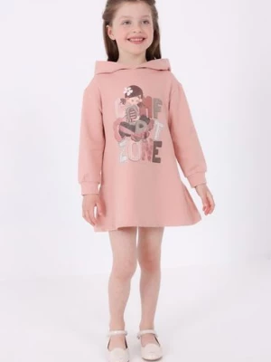 Bawełniana sukienka dziewczęca we wzory różowa Mayoral