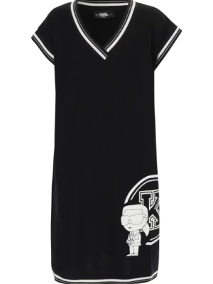 Bawełniana Sukienka Maxi Czarno Biała Karl Lagerfeld
