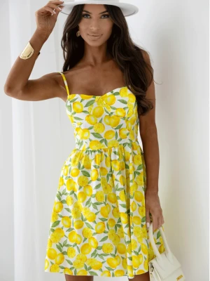 Bawełniana sukienka na ramiączkach w print KIREYA - wzór2  magmac 