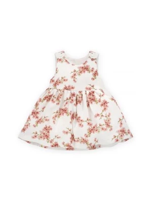 Bawełniana sukienka niemowlęca w kwiaty ecru Pinokio