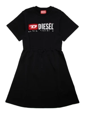 Bawełniana sukienka-sweatshirt z przerwą na logo Diesel