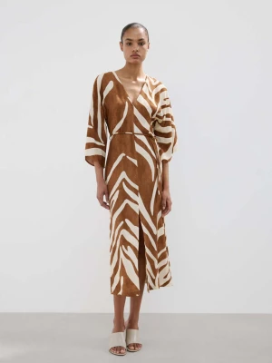 Bawełniana sukienka z nadrukiem brązowy - Kobieta - - MANGO