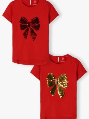 Bawełniana świąteczna koszulka dla dziewczynki z cekinową aplikacją Max & Mia by 5.10.15.