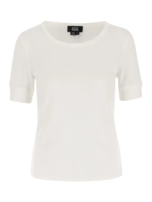 Bawełniana T-shirt z okrągłym dekoltem Biały A.p.c.