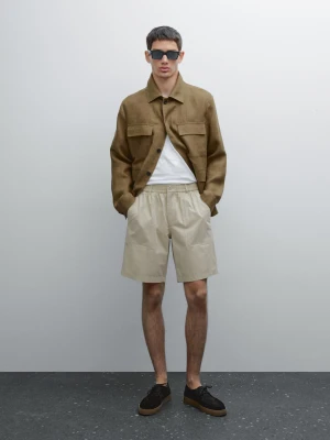 Bawełniane Bermudy Carpenter Z Popeliny - Piaskowy - - Massimo Dutti - Male