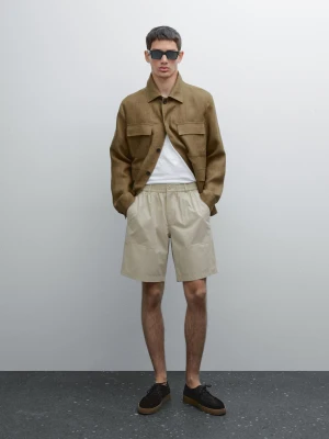Bawełniane Bermudy Carpenter Z Popeliny - Piaskowy - - Massimo Dutti - Mężczyzna