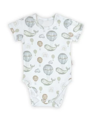Bawełniane body niemowlęce z krókim rękawem - wieloryby i balony Nicol
