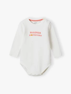 Bawełniane body niemowlęce z napisem Najlepsza siostrzyczka Family Concept by 5.10.15.