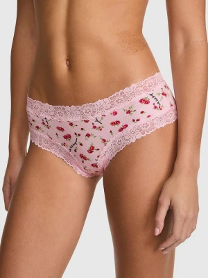 Bawełniane figi cheeky z koronkową lamówką PINK Wink Victoria's Secret